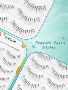 5 Pairs Transparent Stem False Eyelashes, Natural Thin & Long Fake Lashes - Black - View 7