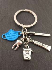 1pc Fashionable Toothpaste, Toothbrush, Keychain, Dental Keychain, Jewelry, Alloy Keychain, Versatile Bag Decoration, Phone Case Decoration, Suitable For Giving Friends As A Gift, Suitable For Giving Doctor Friends, Suitable For Backpack Decoration Gifts For Mother, Father, Graduation, And Teacher - Multicolor - View 8