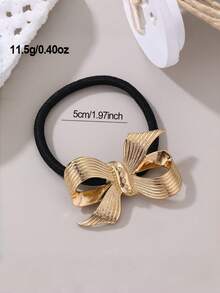 1个/3个装女士时尚金属奢华蝴蝶结发圈，适合夏季海滩度假搭配 - 彩色 - 查看 3