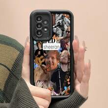 Retrato de Ed Sheeran con mariposas y flores naranjas.funda de teléfono Fundas compatibles con ,Apple,VIVO,OPPO,,, y Honor.Fabricadas en silicona TPU,ofrecen protección contra golpes y caídas. - Negro - Ver 5