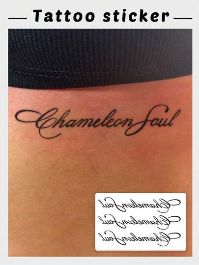 1pc Temporary Tattoo Sticker, Fashionable Cursive English Text Phrase, Unisex Waterproof Sweatproof One-Time Use
