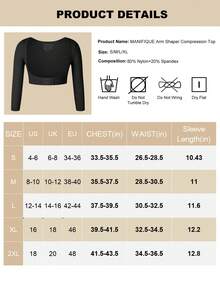 Arm Shaper For Women Posture Corrector Post Surgery Arm Lipo Compression Sleeves Slimming Arm Faja Front Closure Shapewear 3/4 Sleeve Crop Tops Black - màu đen - Xem 3