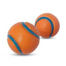 Bouncy Chew Ball Dog Toy, Durable Squeaky Fetch Ball, Teeth Grinding Interactive Pet Supplies - Orange - View 3