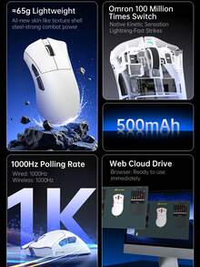 V3 无线蓝牙鼠标，电竞游戏鼠标，超长续航，三种模式，轻巧便携 - 查看 4