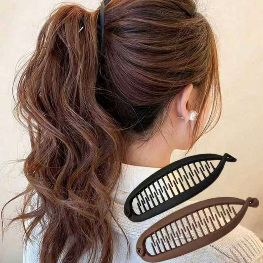 1pc/2pcs Large Banana Hair Clips, Suitable For Thick Hair, Can Securely Tie Ponytail, Large Banana Hair Clips, Non-Slip Banana Hair Clips, Suitable For Fine, Soft, Curly Hair, Hair Accessories,Summer,Holiday,Travel,Festival,Party - Multicolor - View 1