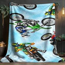 Soft Wool Blanket With Durable Digital Printing For Motocross Stunt Performance, Suitable For All Seasons - Multicolor - View 3