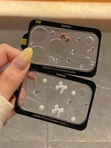 Cute Leopard Bow Crystal Camera Protective Film Suitable For IPhone 17 Pro Max 17 Pro, Fashionable Transparent Tempered Glass Protective Case Accessory - Leopard Print Bow - View 3