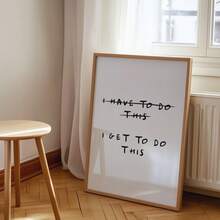 1pc Frameless "I Get To Do This" Print, Inspirational Fitness Quote Gym Wall Decor, Positive Grey-Black Typography Art, Retro Funky Vintage Chic Poster For Living Room, Dorm - Font - View 4