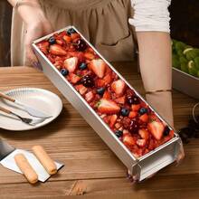 1pc Multifunctional Rectangular Aluminum Cake Pan, Removable Divider - Ideal For Tiramisu, Cheesecake And Mousse - Essential Baking Tool For Holidays - Multicolor - View 6