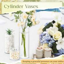 60 Pcs Plastic Cylinder Vases Tall Plastic Flower Vases For Centerpieces Hurricane Candle Holder For Home Wedding Office Party Formal Dinners Decorations 4''/6''/8'' - 48 - 查看 7
