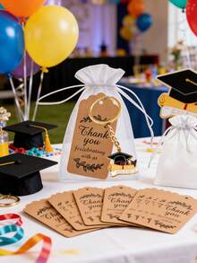 15pcs/Set Graduation Commemorative Keychain Set, Featuring Graduation Cap Design Elements Including Keychain, Mesh Bag And Card. Suitable For Graduation Ceremony, Theme Party And Graduation Party Gifts, Perfect Graduation Gift. - One Size Fits All - View 7