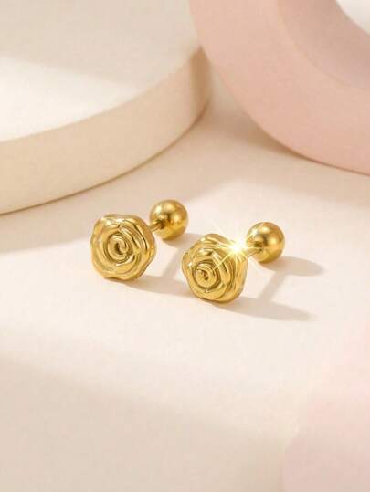 1 Đôi bông tai hình hoa hồng thanh lịch, thích hợp cho bé gái, phụ kiện thời trang tinh tế cho các bữa tiệc và dạo phố, có thể đeo hàng ngày.