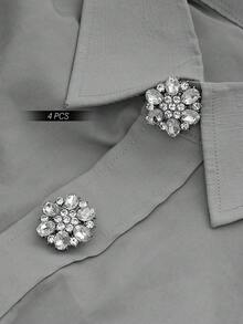 1/2/4pcs 19/25mm Rhinestone Button Covers For Women, Crystal Button Covers, Detachable Clip On Button Covers, Crystal Fancy Buttons For Clothing, Button Snaps With Pliers Press For Dress Suit Tux Shirt Accessories, Lead Color - Multicolor - View 14