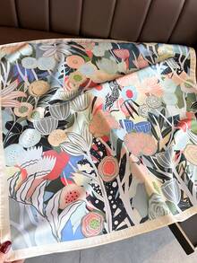 1条女士优雅复古印花轻薄缎面方巾，波西米亚风休闲女士围巾/披肩，轻薄舒适，适合春夏日常佩戴和外出。 - 彩色 - 查看 2