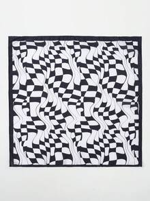 1pc Fashionable Versatile Bandana Scarf With Wavy Geometric Pattern, Headwrap - Multicolor - View 7