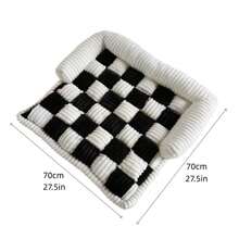 Cat Bed Cushion, Pet Sofa Bed Mat, Warm Thick Pad Suitable For All Seasons, Small Dog Bed Mat - Black and White - View 2