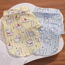 1pc Cartoon Puppy Shirt, Lightweight Pet Clothing For Indoor & Outdoor Wear, Suitable For Small/Medium Dogs, Spring/Autumn - Baby Blue - View 4