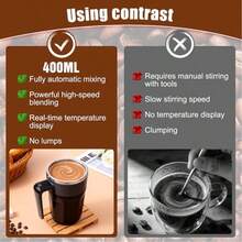 Self Stirring Mug, Stainless Steel Automatic Stirring Coffee Mug With Temperature Display, Rechargeable Travel Coffee Cup With Lid & Handle, For Coffee, Milk, And Other Beverages - Black - View 8