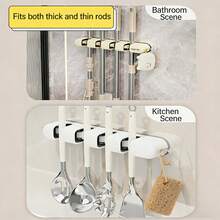 Wall Mounted Mop Holder Clip, No Drilling Bathroom Broom Mop Hanger Adhesive Hook Rack - View 2