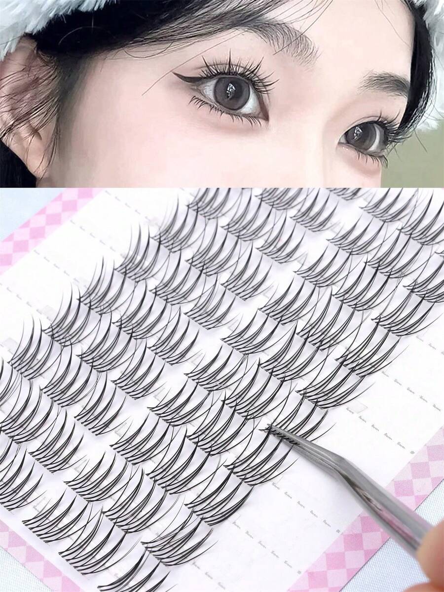 60pcs/Set Natural Soft Lashes, Mini Devil C-Curl Lashes, Natural & Fancy Lash Clusters, Single Lashes, Lightweight & Reusable, Perfect Makeup, Great Gift For Friends, Girlfriends, Family - C - 查看 1