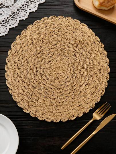 1/4/6/12 Pcs 15 Inch Beige Round Woven Placemats - Can Be Used As Coasters, Decorative Mats, Anti-Wrinkle Dining Mats, Suitable For Restaurants, Kitchens, Offices, Outdoor Picnics, Parties, Holidays, Weddings, Housewarming, Farmhouse Style, Christmas & New Year Party Decor