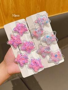 10pcs Colorful Star Hair Clips, Sweet Style Hair Accessories Suitable For Daily Use - Multicolor - View 4