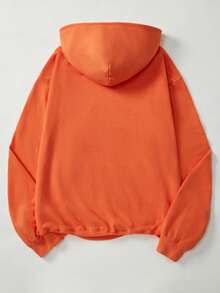 Men's Hooded Sweatshirt With Pockets, Soft Breathable Drop Shoulder Long Sleeve Lightweight Top, Suitable For Spring And Autumn - Light Orange - View 5