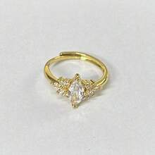 1 pieza Anillo ancho decorado con diseño floral y adornado con rhinestones - Anillo de fuegos artificiales - Ver 7