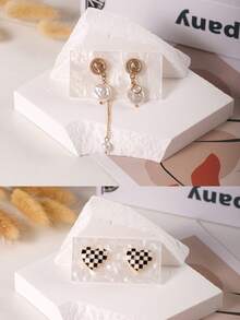 亚克力白色波纹耳环展示板，透明首饰收纳架，季节性耳钉架，耳环架 - 彩色 - 查看 8