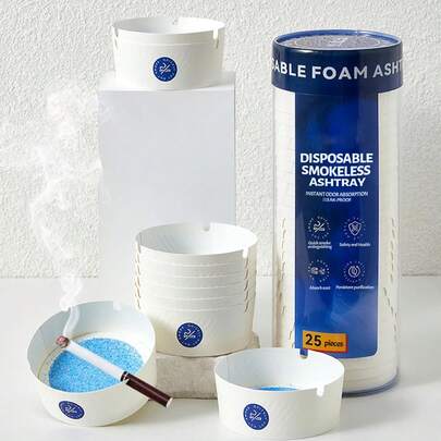 25 Disposable Paper Ashtrays - No Cleaning Needed!| Thickened Leak-Proof Design With Odor Control| -Friendly Single-Use For Car/Home/Office