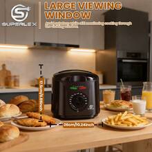SUPERLEX 2-Liter Electric Deep Fryer, 2000W Multi-Function Fryer, Stainless Steel Non-Stick Coating Frying Basket Is Easy To Clean, Multi-Mode Temperature Function, Designed For Home Kitchens, Can Be Used For Frying Chicken, French Fries, Grilling - Ver 3