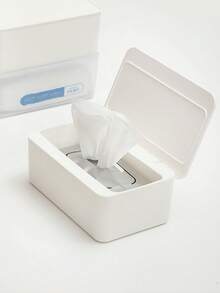 1个日式湿巾盒，防水带盖，家用卧室客厅抽拉式纸巾盒，多用途收纳盒 - 查看 2