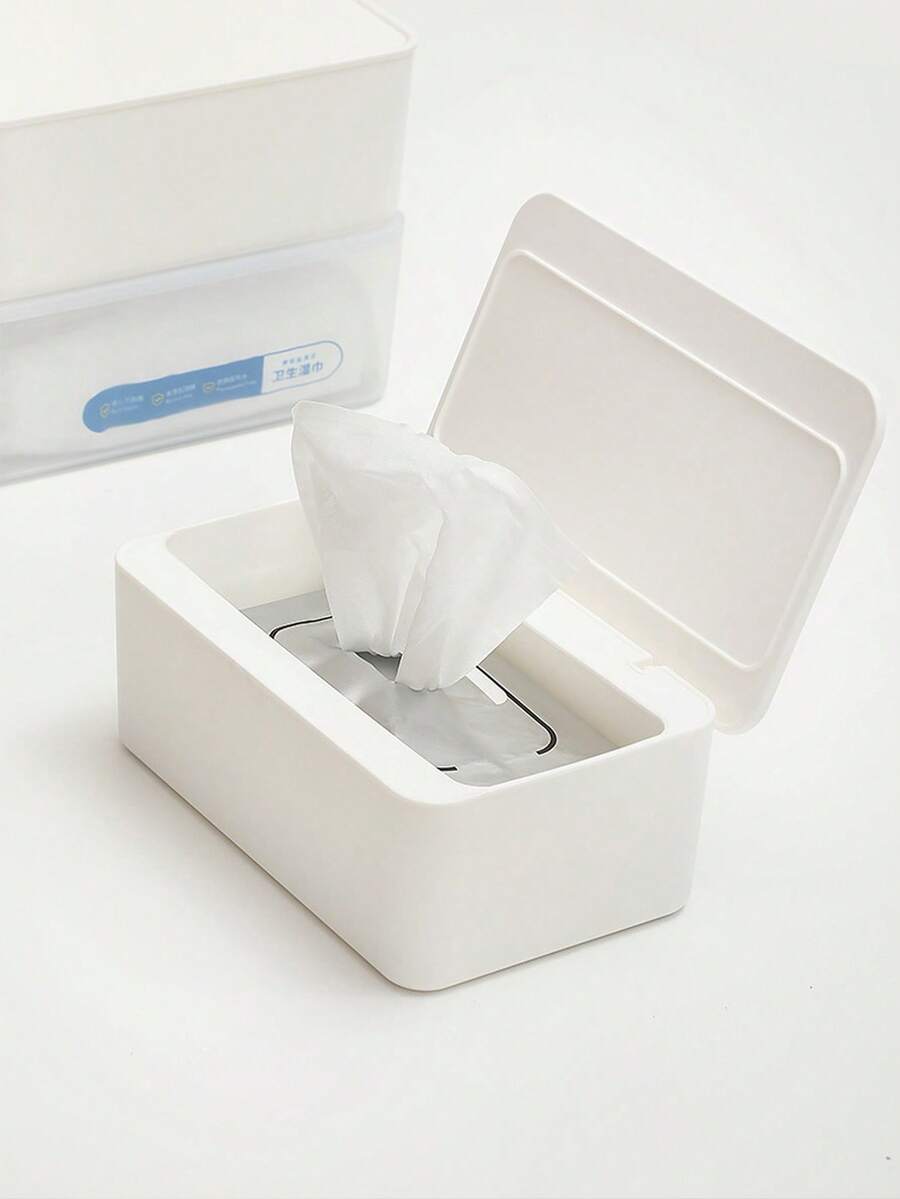 1个日式湿巾盒，防水带盖，家用卧室客厅抽拉式纸巾盒，多用途收纳盒
