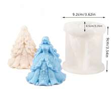 春季花朵主题连衣裙模具/冰雪公主主题香薰蜡烛硅胶模具，DIY 3D花朵公主裙石膏饰品模具，可重复使用，适用于礼品制作 - 透明白色 - 查看 6