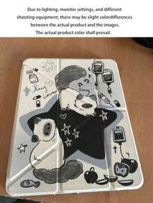 1个双面高清星猫图案平板电脑保护套，适用于iPad 10/9/11（2025、2026新款），带镜头盖，自动唤醒/睡眠功能，Y型折叠多角度支架带笔槽，办公学习必备，非磁性 - 黑色 - 查看 12