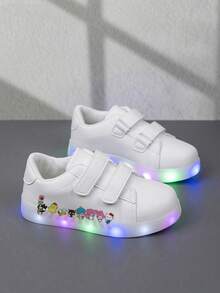 SANRIO 一双时尚实惠的休闲运动鞋，儿童篮球鞋，适合日常穿着和户外活动，圣诞礼物，带灯光效果，户外玩耍鞋，趣味设计鞋，卡通印花鞋，透气面料鞋，柔韧鞋底鞋，儿童运动鞋，运动鞋，节日礼物，2D平底鞋 - 白色 - 查看 5