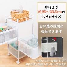 トレイワゴン 3段回転 多肉棚 バスケットトローリー お片付けワゴン キッチンワゴン キャスター付き スチール製 四角 円形 ナイトテーブル バスルーム収納 隙間収納 小物 - 白い四角形 - チェックする 4
