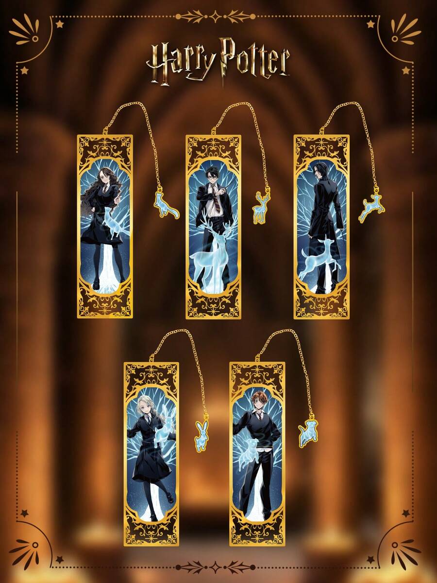 Dấu trang kim loại hình Thần hộ mệnh Expecto của Harry Potter, Bộ truyện Phép thuật Harry, Ron, Hermione, Snape, Luna Hollow, Dấu trang có dây xích, Quà tặng văn phòng phẩm cho Câu lạc bộ sách, Người đọc sách, Sinh nhật, Lễ hội, Nhà văn, Người yêu sách, Bạn bè, Giáo viên, Học sinh [Được cấp phép chính thức] - Nhiều màu - Xem 1