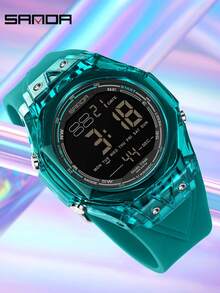 SANDA 6289 Men's Electronic Waterproof Watches Multi FunctionalSports LED Luminous Alarm Clock Men Timer DigitalWrist Watch - Blue - View 7