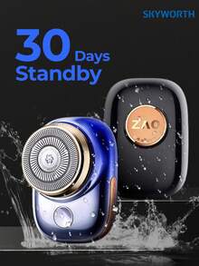 SKYWORTH Mini Portable Electric Shaver, Fast Charging, Quiet Motor, IPX7 Waterproof, Floating Heads, Compact Travel Shaver - Multicolor - View 4