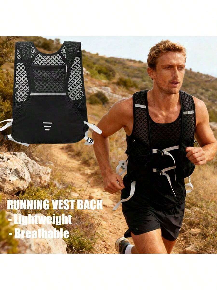 跑步背心跑步背包轻便功能性水袋包 5L，女士跑步背心，骆驼牌男士水袋背包，轻量 150 克，适合越野跑、徒步、马拉松 - 黑色 - 查看 1