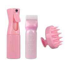 Set de 3 piezas para el cuidado del cabello: Cepillo de masaje para el cuero cabelludo de silicona, peine reutilizable y botella rociadora - Masajeador suave para el cuero cabelludo apto para todo tipo de cabello, de alta calidad, fácil de usar, peine de silicona duradero - Ver 10