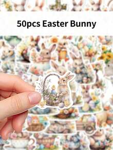 50pcs Easter Bunny Cute And Creative Cartoon Stickers DIY Guitar Luggage Refrigerator Water Cup Planner Supplies Decorative Laptop Personalization Stickers - Multicolor - View 7