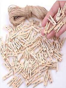 80pcs Wooden Clothespins, Rust-Proof Wooden Clips Suitable For Laundry, Decorative Crafts, Photos And More, Applicable For Arts, Crafts, Classrooms - Wooden Clamp - View 4