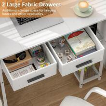 White Computer Desk With Drawers, 37.3 Inch Home Office Work Desk With Storage Shelf, Teens Study Table For Small Space, Small Writing PC Table For Bedroom Makeup Vanity Desk - Trắng - Xem 7