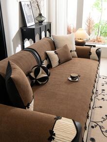 1 chiếc đệm sofa kiểu Châu Âu, hình dáng bất đối xứng, viền nơ trang trí, chất liệu vải nhung mềm mại, sang trọng tối giản, bảo vệ sofa, chống trượt, chống bụi, chống trầy xước, trang trí sofa, phù hợp cho mọi mùa, phòng ngủ, phòng khách, văn phòng, phòng học, có thể giặt máy, đệm sofa đa năng. - Cà phê nâu - Xem 4
