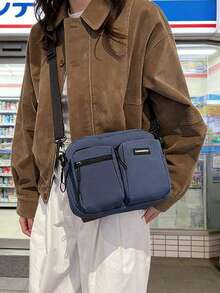 Bolso cruzado de mujer de nailon con múltiples bolsillos - Bolso de hombro mini casual con correa ajustable, adecuado para el uso diario, viajes y estilo callejero - Azul - Ver 5