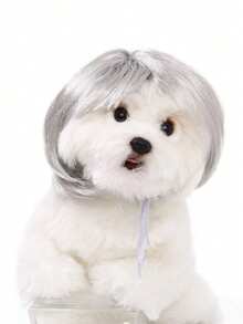 1pc Pet Cat Wig Dog Wig Pet Supplies Halloween Pet Accessories Curly Straight Hair Cat Wig - Multicolor - View 12