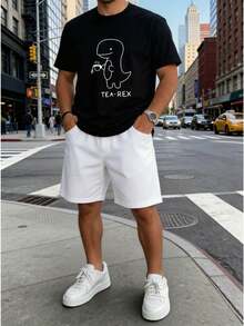 Men T-Shirt Co-Ords - Black 1 - View 2