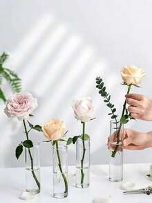 5/1pc Cylinder Bud Vases For Centerpieces, Clear Small Vases, Handmade Slim Flower Vases Wedding Table Decor For Single Rose Vases Bulk, Home Aesthetic Desk Decor, Party Decorations Minimalist Style Bulk Vases For Home Decor, Suitable For Wedding, Birthday, Bridal Shower, Party, Dining Table Centerpiece Decorative Vases For Event Stylists And Party Organizers - A - View 6